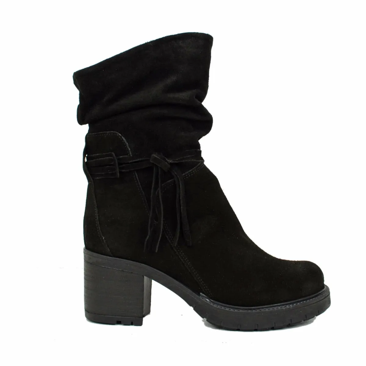Stivali Donna Biker Made in Italy con Lacci in Pelle Scamosciata