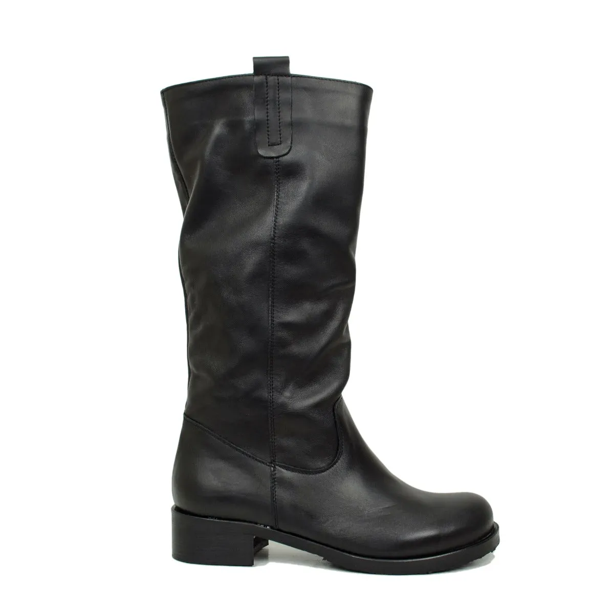Stivali Donna Biker Neri in Pelle Nabuk Vintage Made in Italy