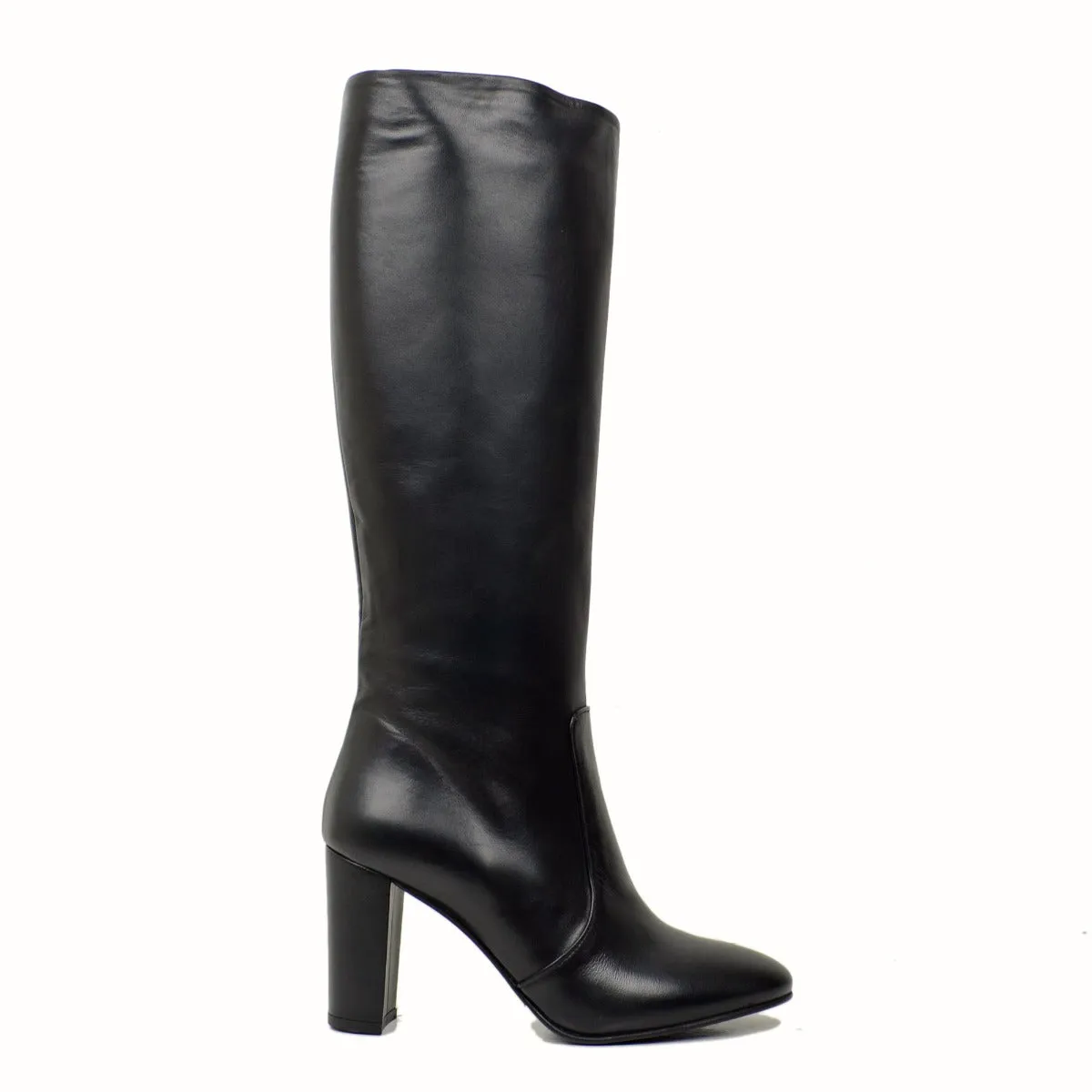 Stivali Eleganti Donna Neri in Pelle con Zip Made in Italy