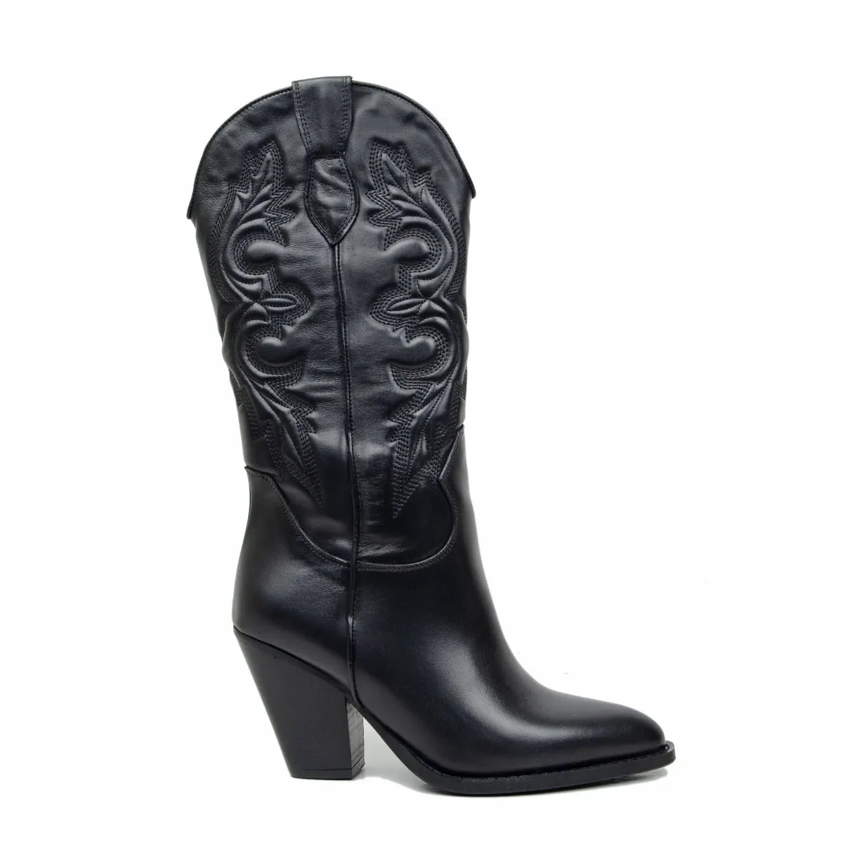 Stivali Texani Donna Artigianali in Pelle Neri Made in Italy