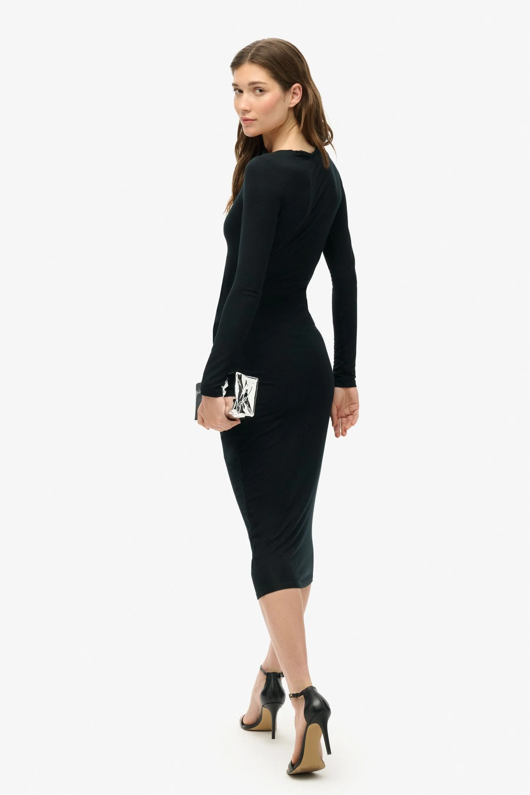 Superdry Manica lunga Increspata Midi Vestito    