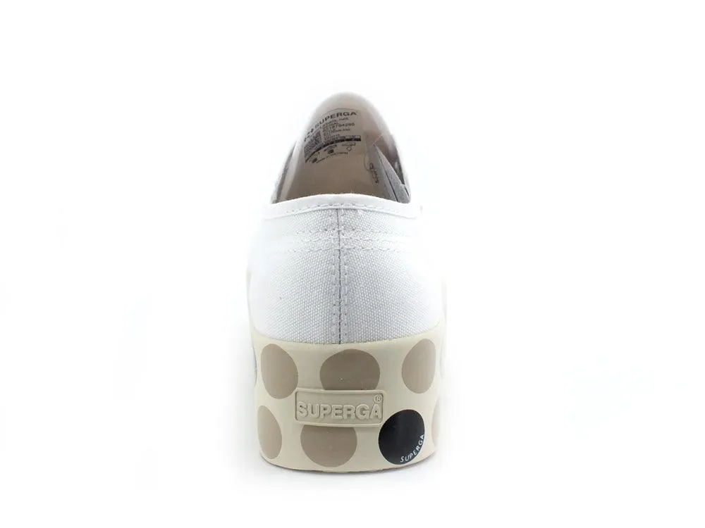 SUPERGA 2790 Logo Polkadots Sneaker Platform White Beige Black S31163W