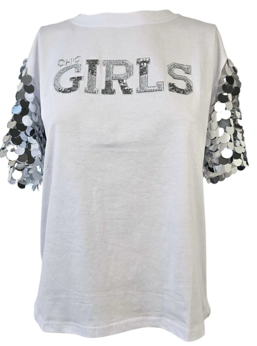 T-shirt manica corta con paillette 
