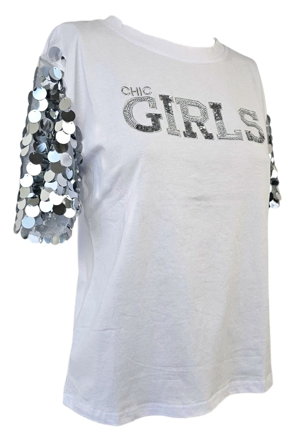 T-shirt manica corta con paillette 