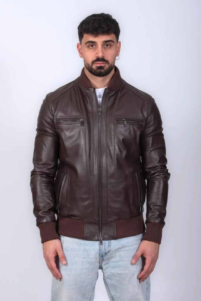 (TAGLIE FORTI) BOMBER PELLE UOMO TESTA DI MORO MOD. RICKY