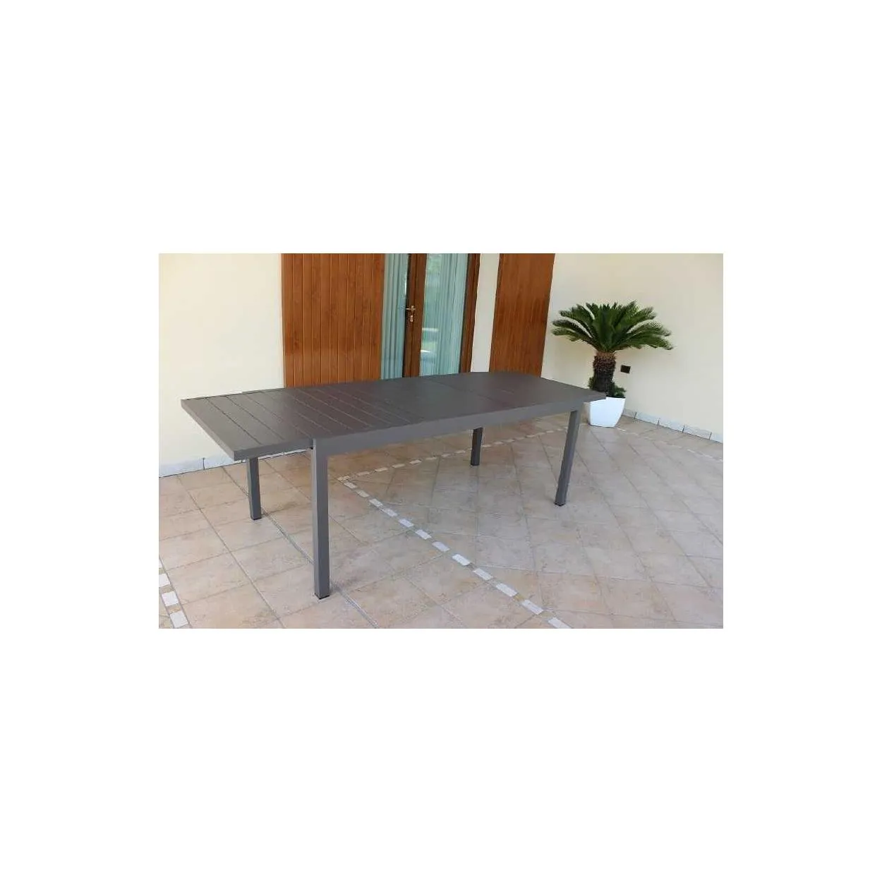 Tavolo da esterno allungabile da giardino in alluminio Formentera da 160cm a 240cm Taupe