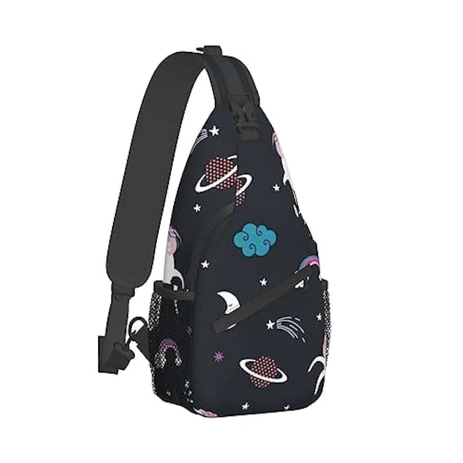 Unicorni bianchi con stelle e nuvole dell’universo arcobaleno Borsa a tracolla Zaino a tracolla Borsa a tracolla sul petto Zaino