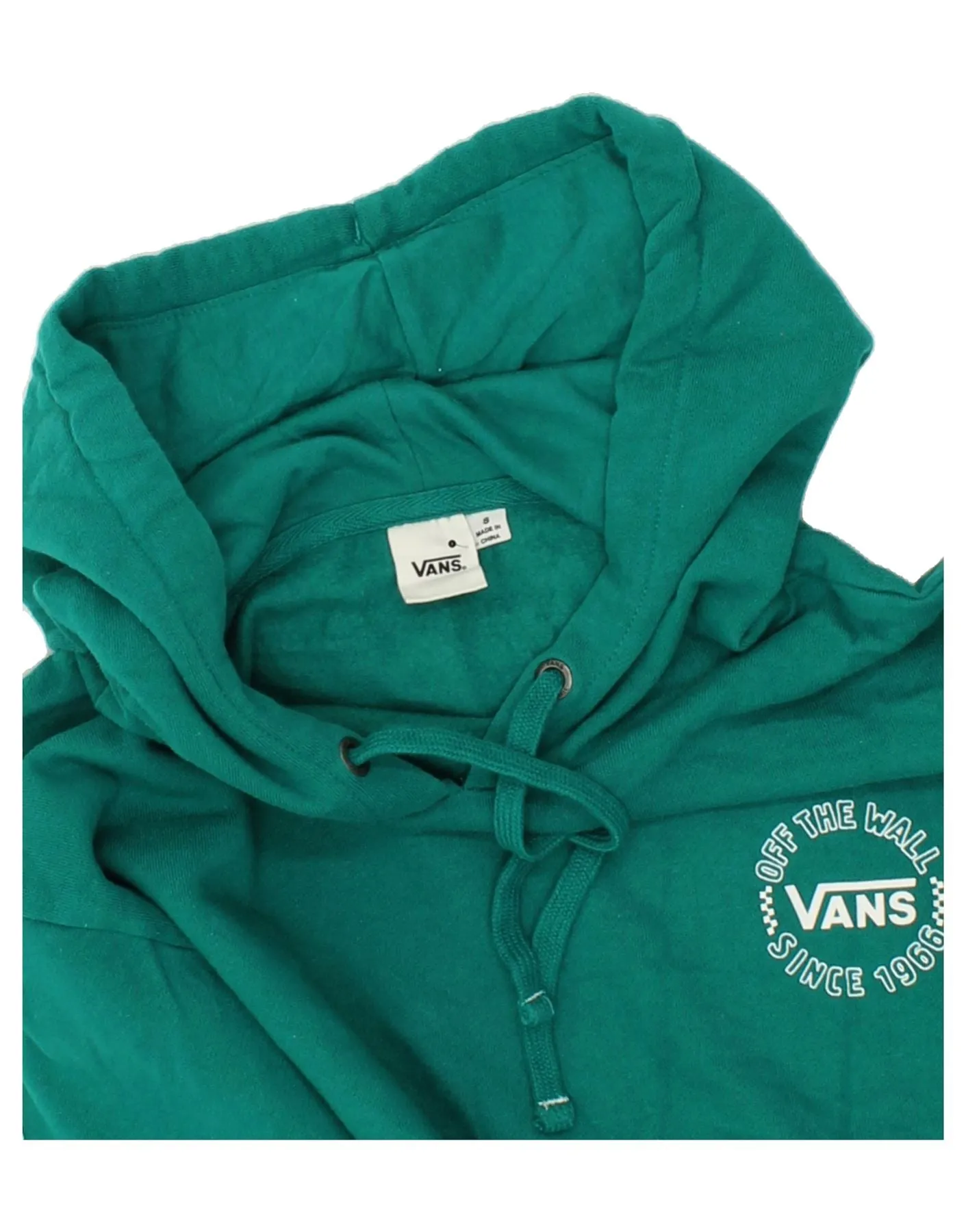 VANS Womens Crop Graphic Hoodie Jumper UK 10 Small Green Cotton