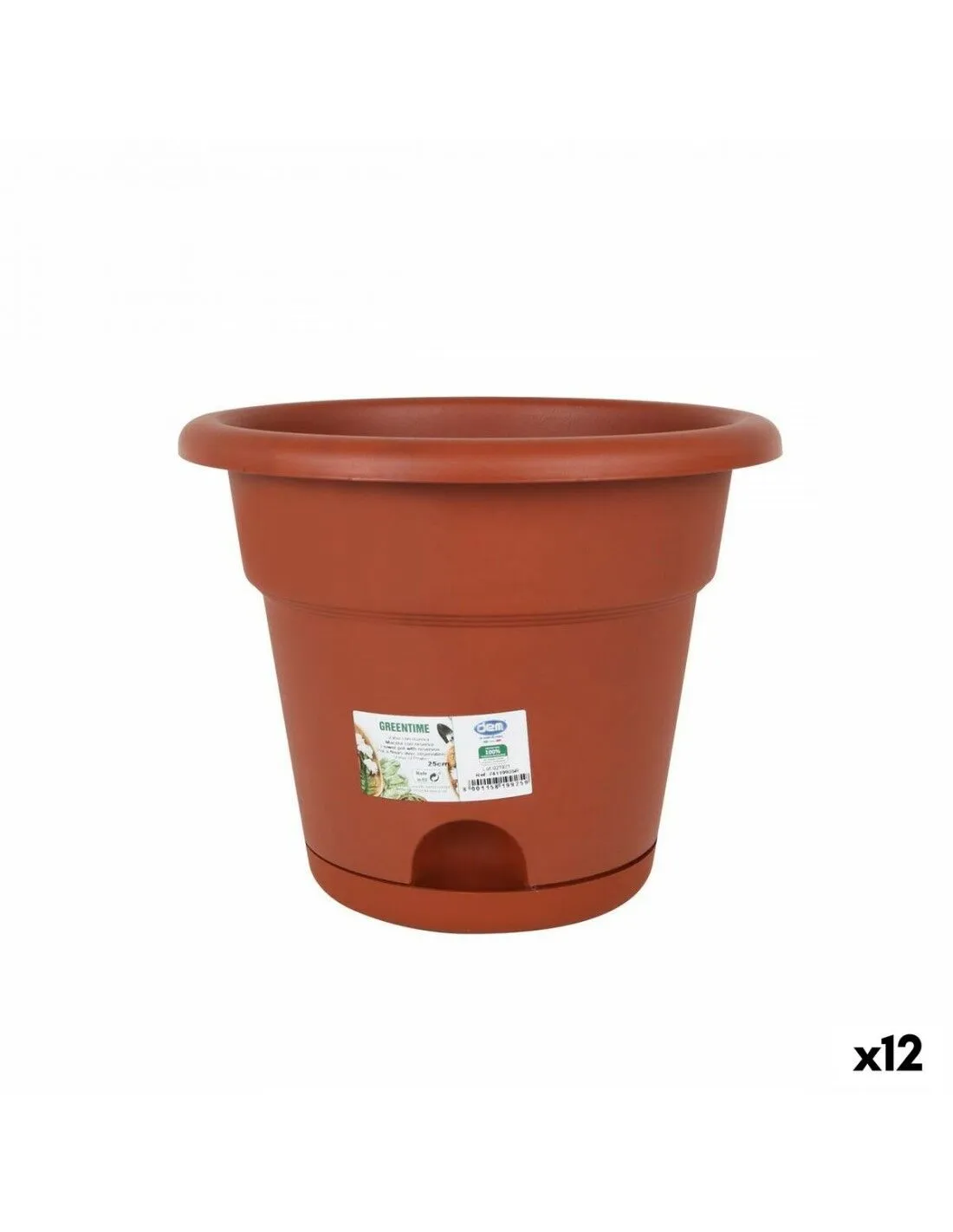 Vaso con Piatto Dem Greentime Marrone 25 x 25 x 20 cm (12 Unità)