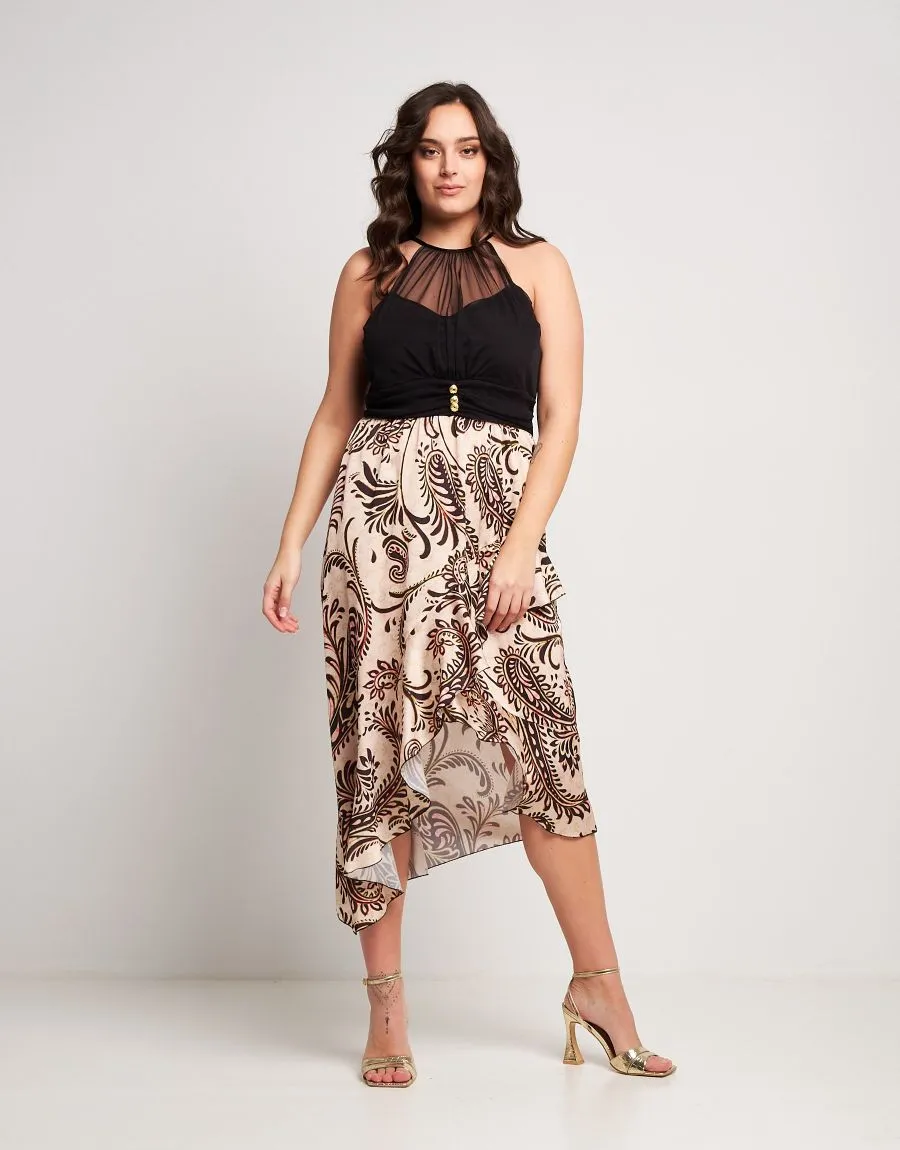 Vestito con corpino e gonna fantasia