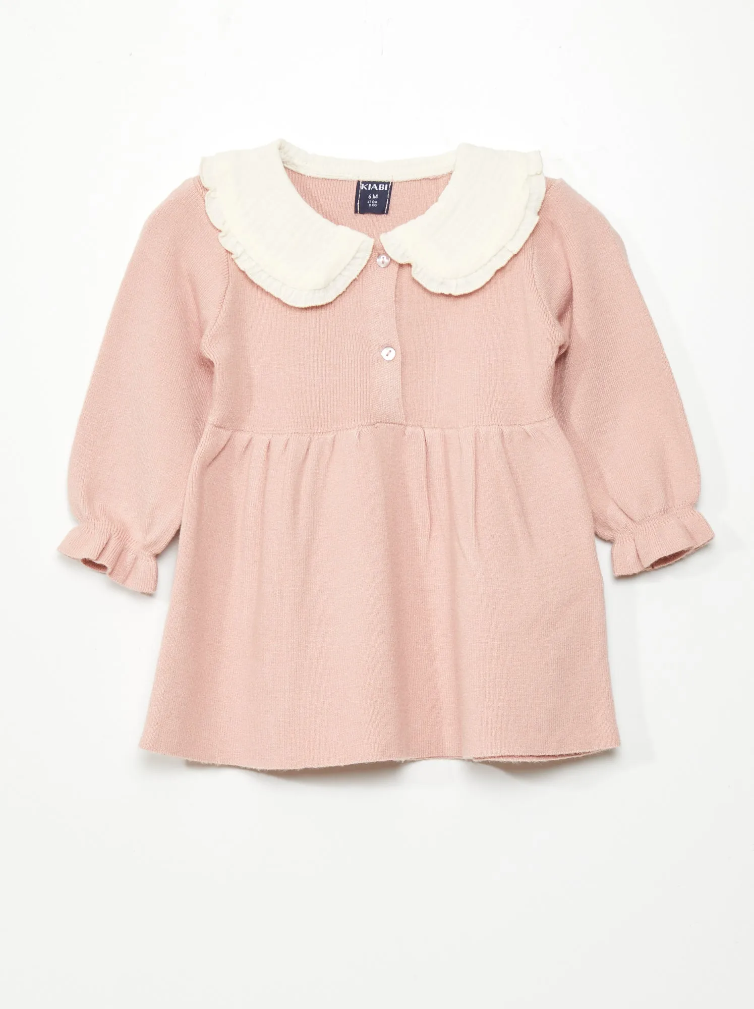 Vestito in maglia leggera con colletto claudine - VIOLA