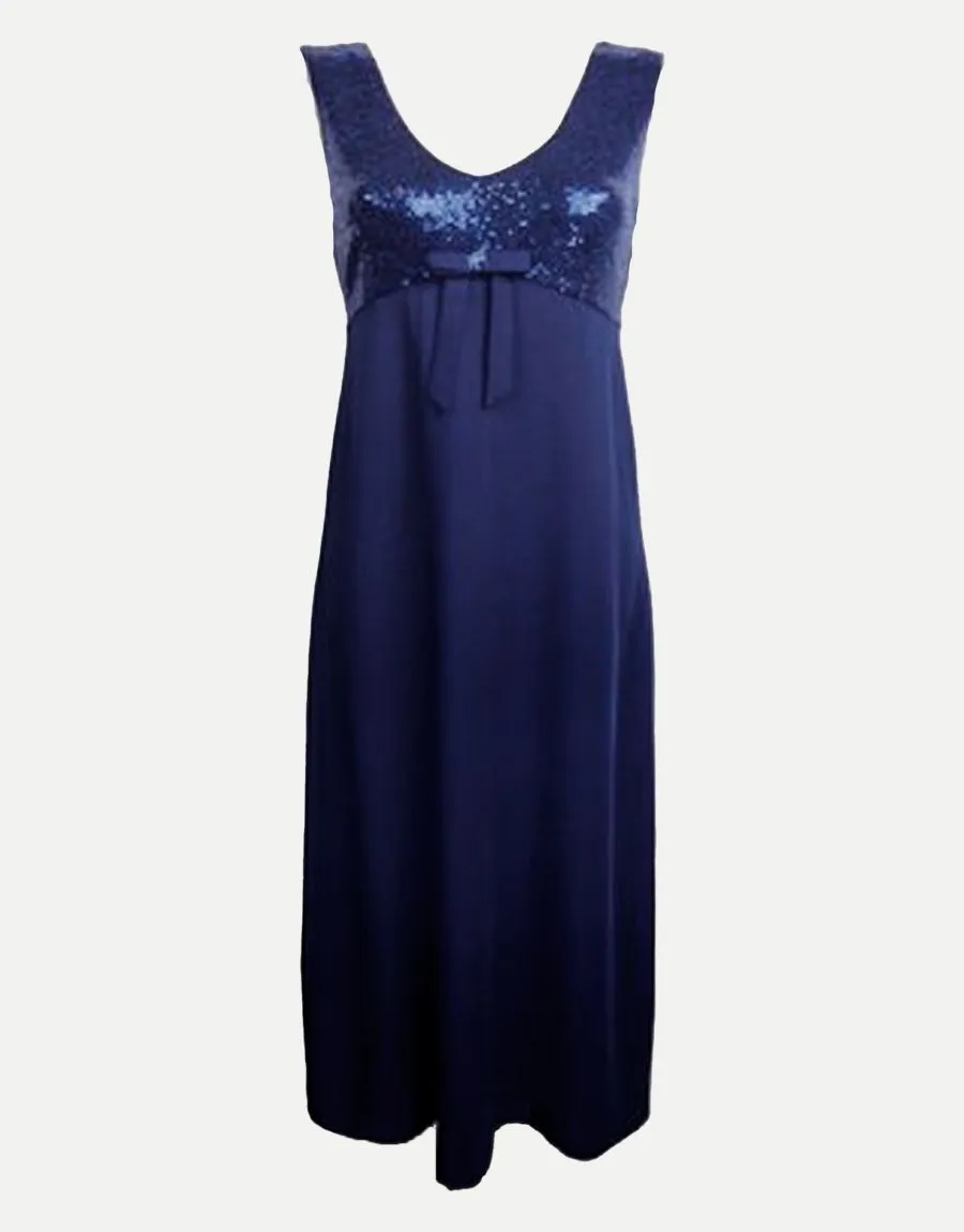 Vestito lungo con corpino e fiocco