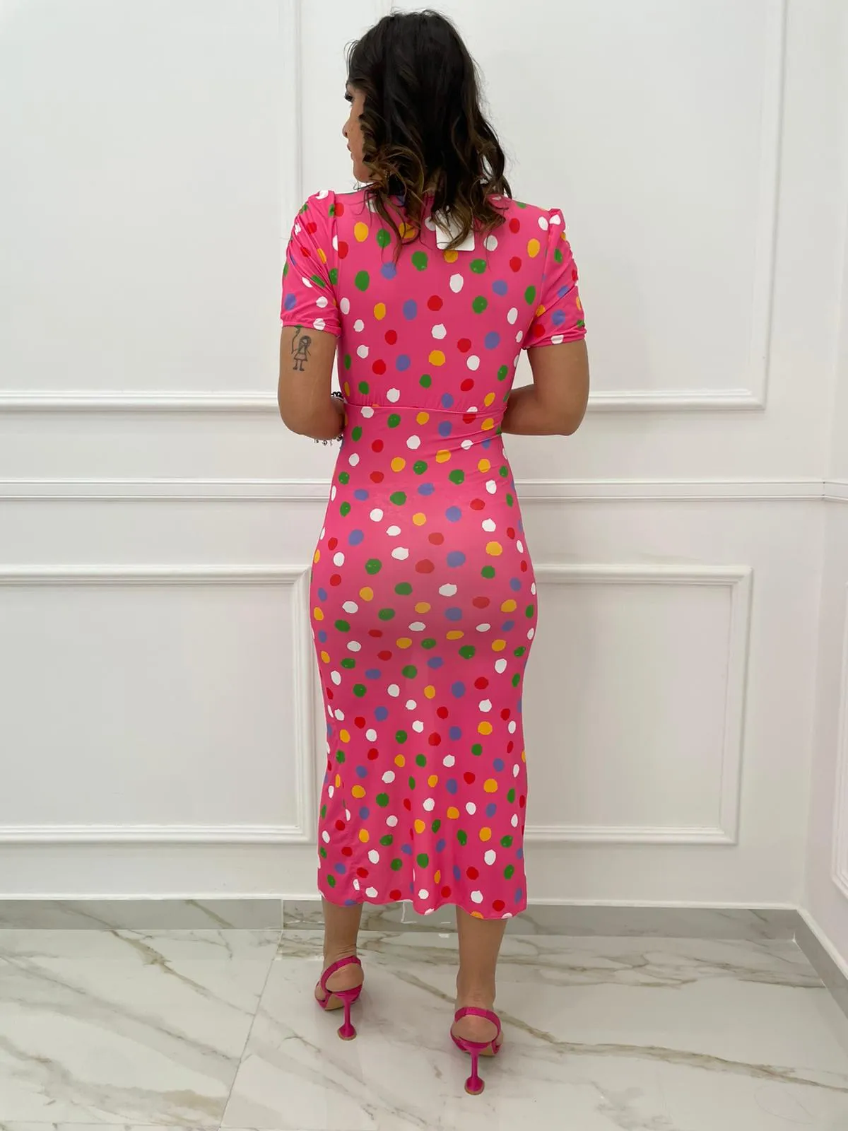 Vestito midi fantasia pois colorati