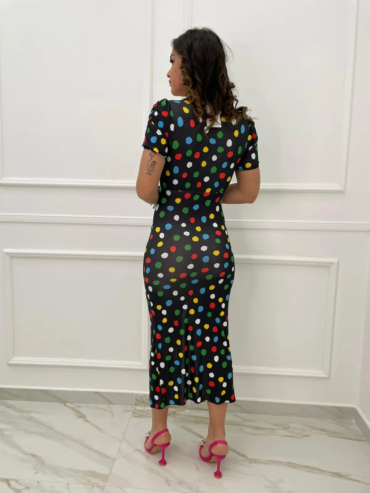 Vestito midi fantasia pois colorati