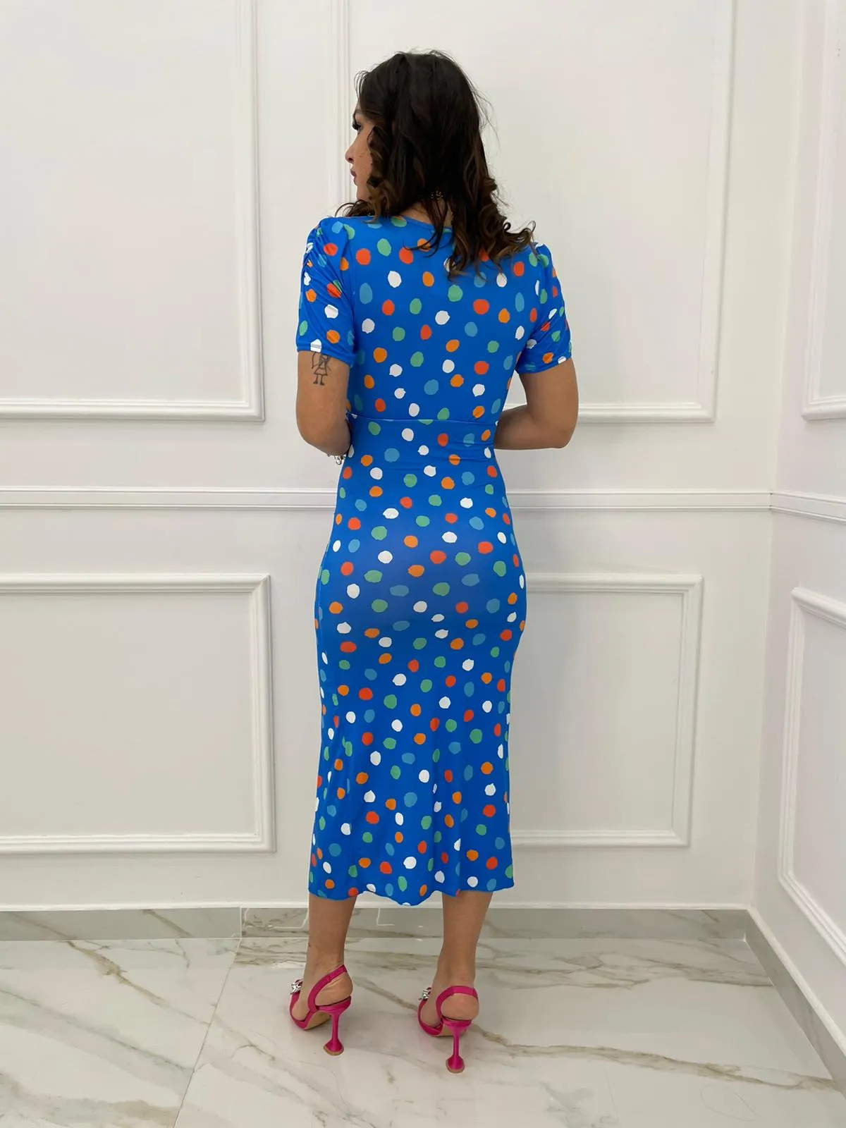 Vestito midi fantasia pois colorati