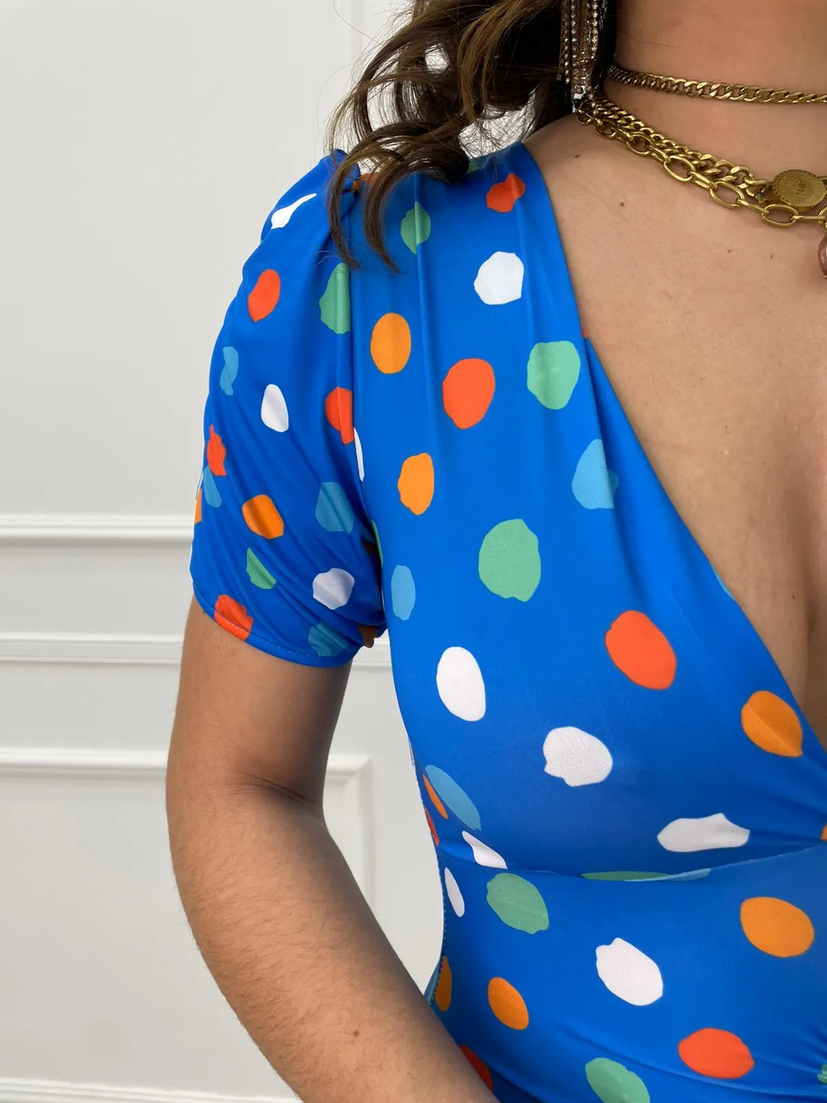 Vestito midi fantasia pois colorati