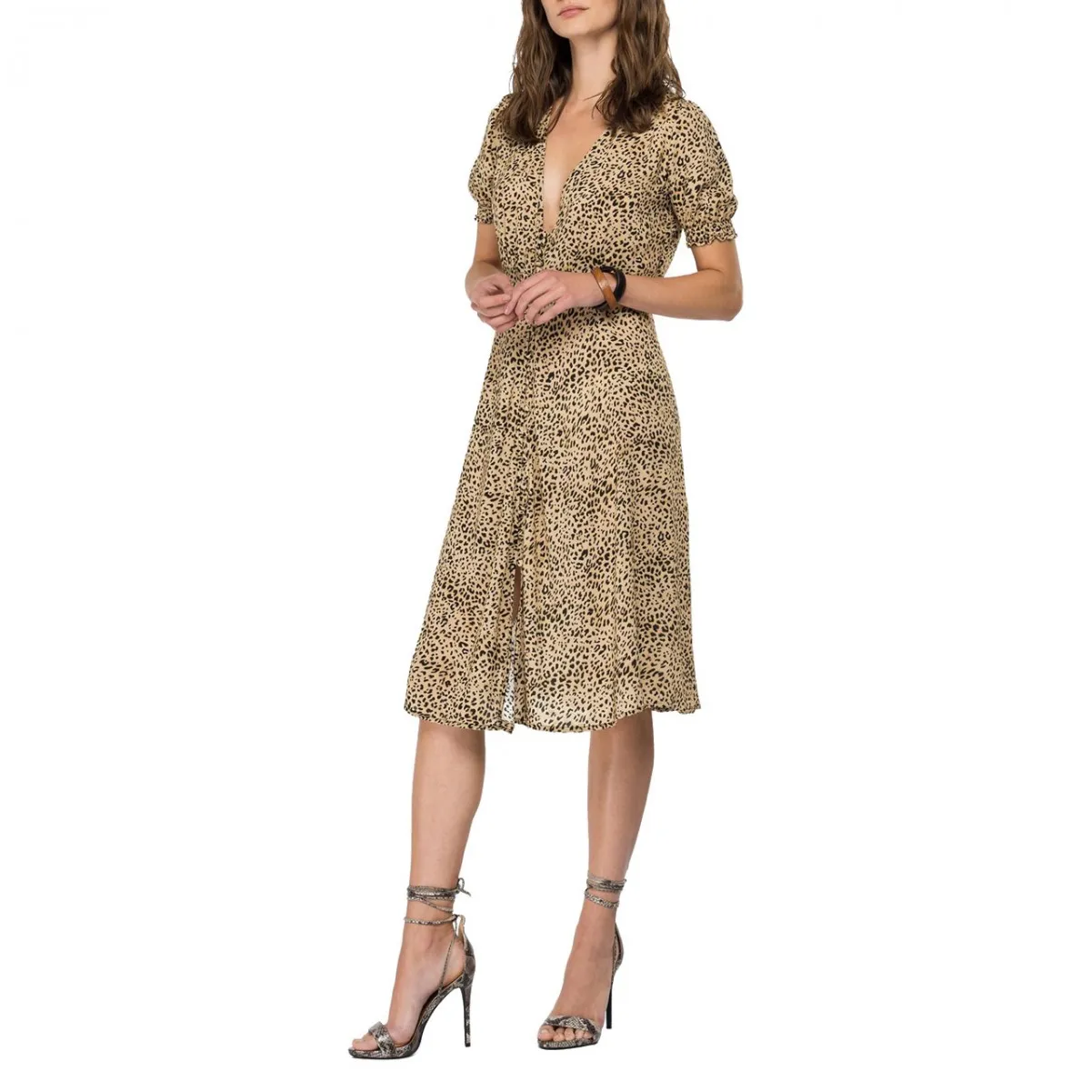 Vestito Stampa Animalier All-Over, Nero