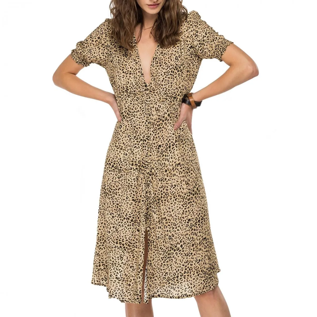 Vestito Stampa Animalier All-Over, Nero