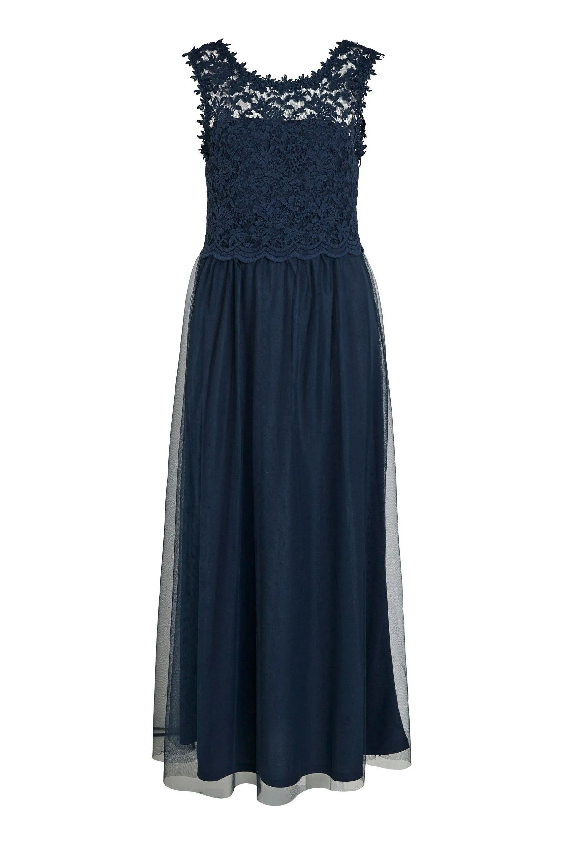 Vila - Abito maxi senza maniche in pizzo e tulle