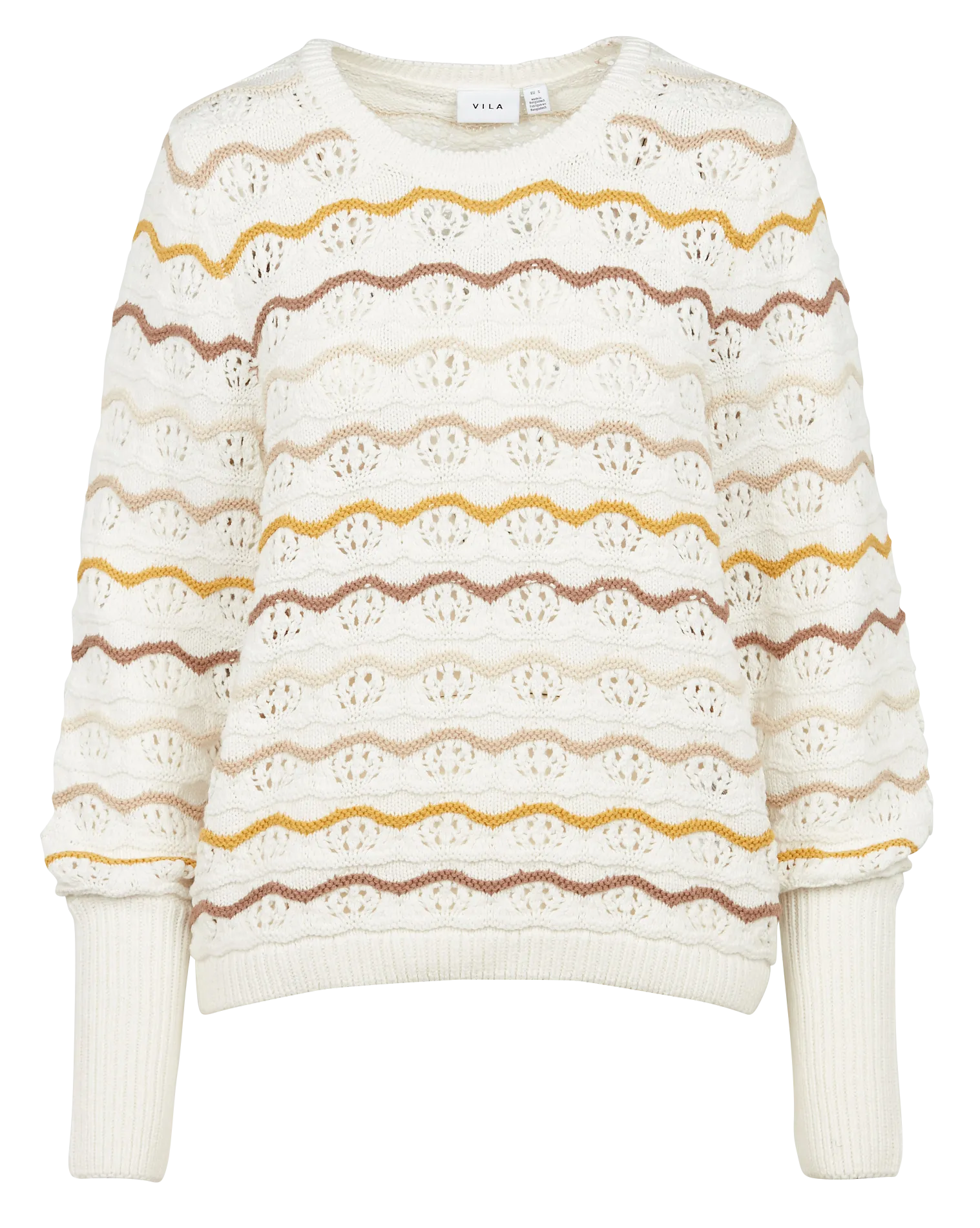  VILA   ALEXA - Maglione a righe scollo tondo in misto cotone | Rosa