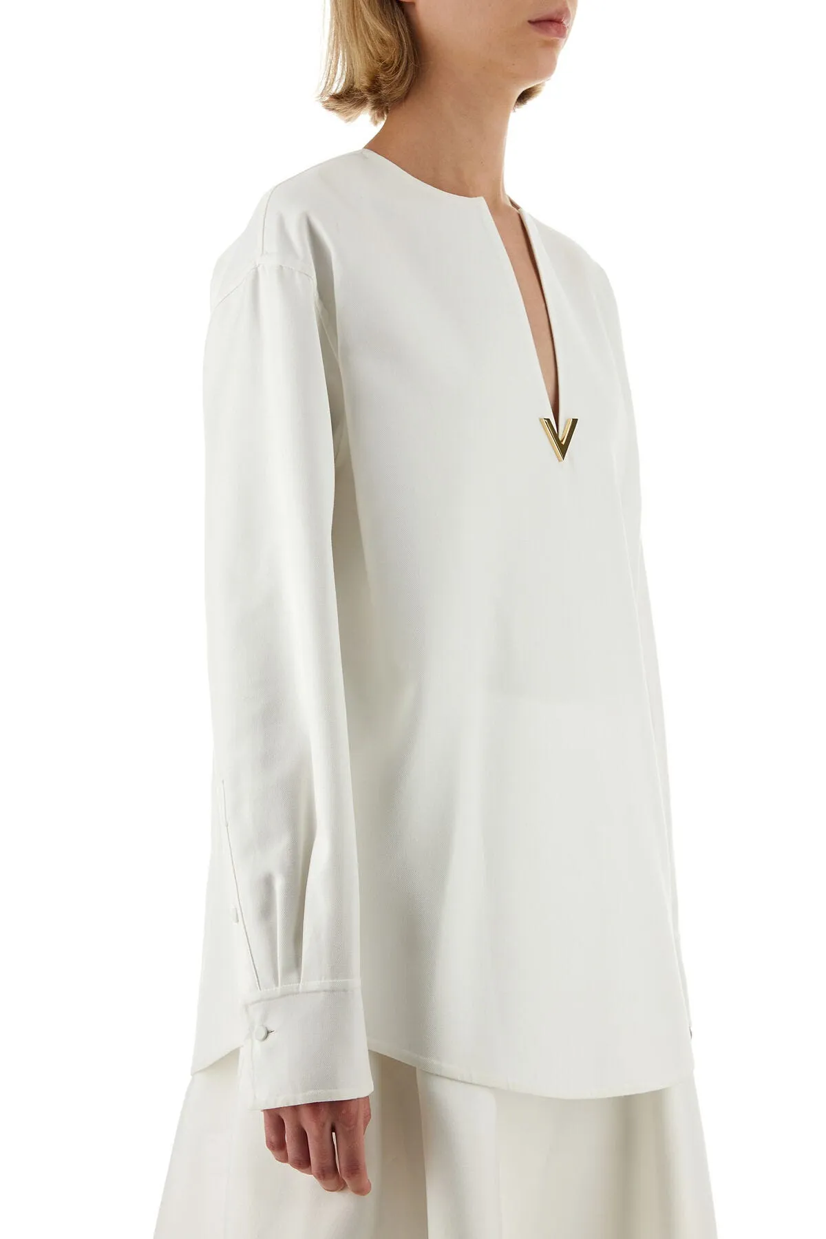 White cotton blend blouse    