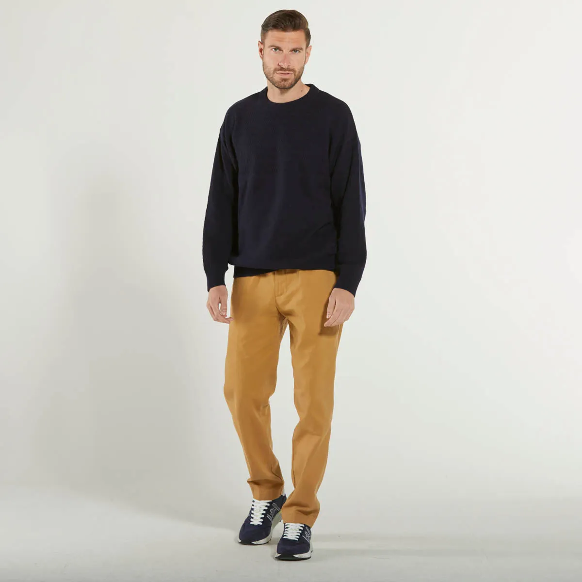 White Sand pantalone tessuto senape