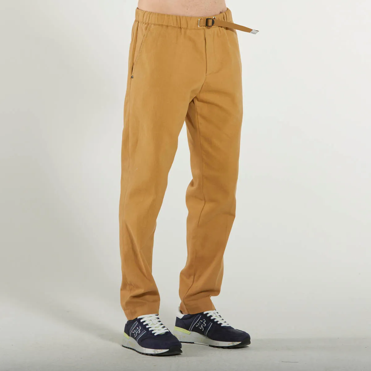 White Sand pantalone tessuto senape