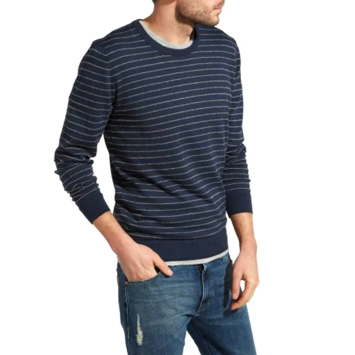 Wrangler pullover crew neck knit uomo blu