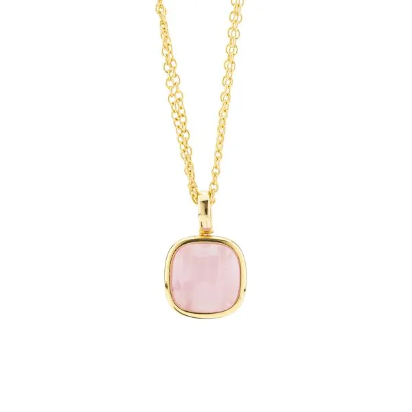 XGR710DR Collana placcata oro giallo con pendente di cristallo grande rosa baby    