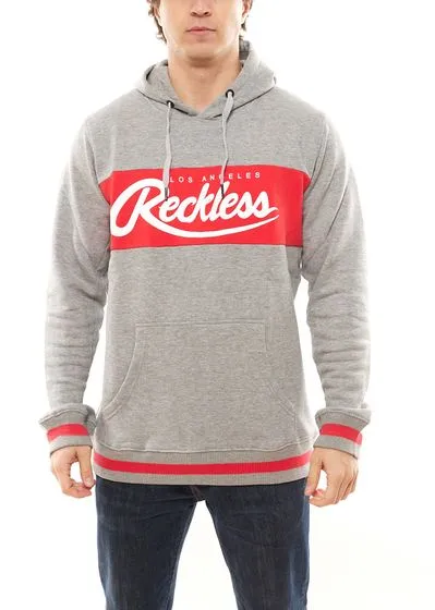 YOUNG & RECKLESS Felpa con cappuccio da uomo opulenta in cotone maglione con cappuccio 120031-853 grigio/rosso/bianco