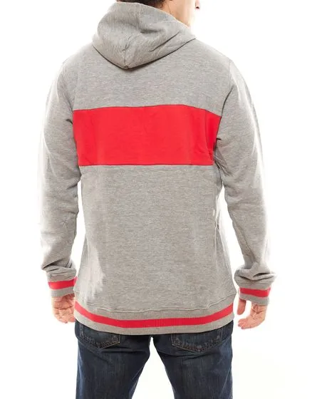 YOUNG & RECKLESS Felpa con cappuccio da uomo opulenta in cotone maglione con cappuccio 120031-853 grigio/rosso/bianco