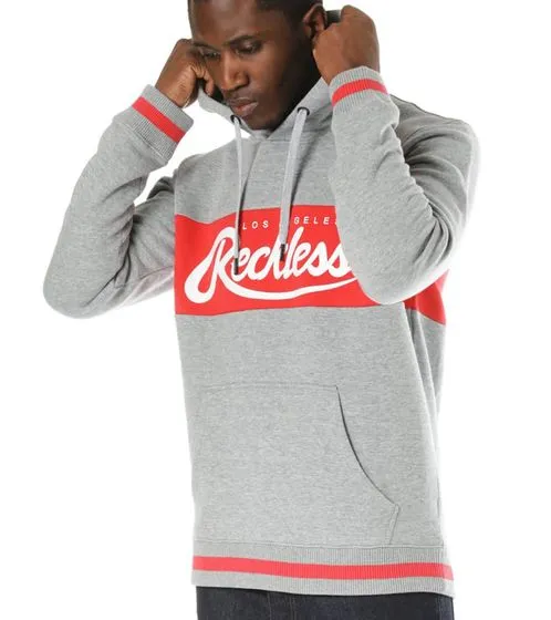 YOUNG & RECKLESS Felpa con cappuccio da uomo opulenta in cotone maglione con cappuccio 120031-853 grigio/rosso/bianco