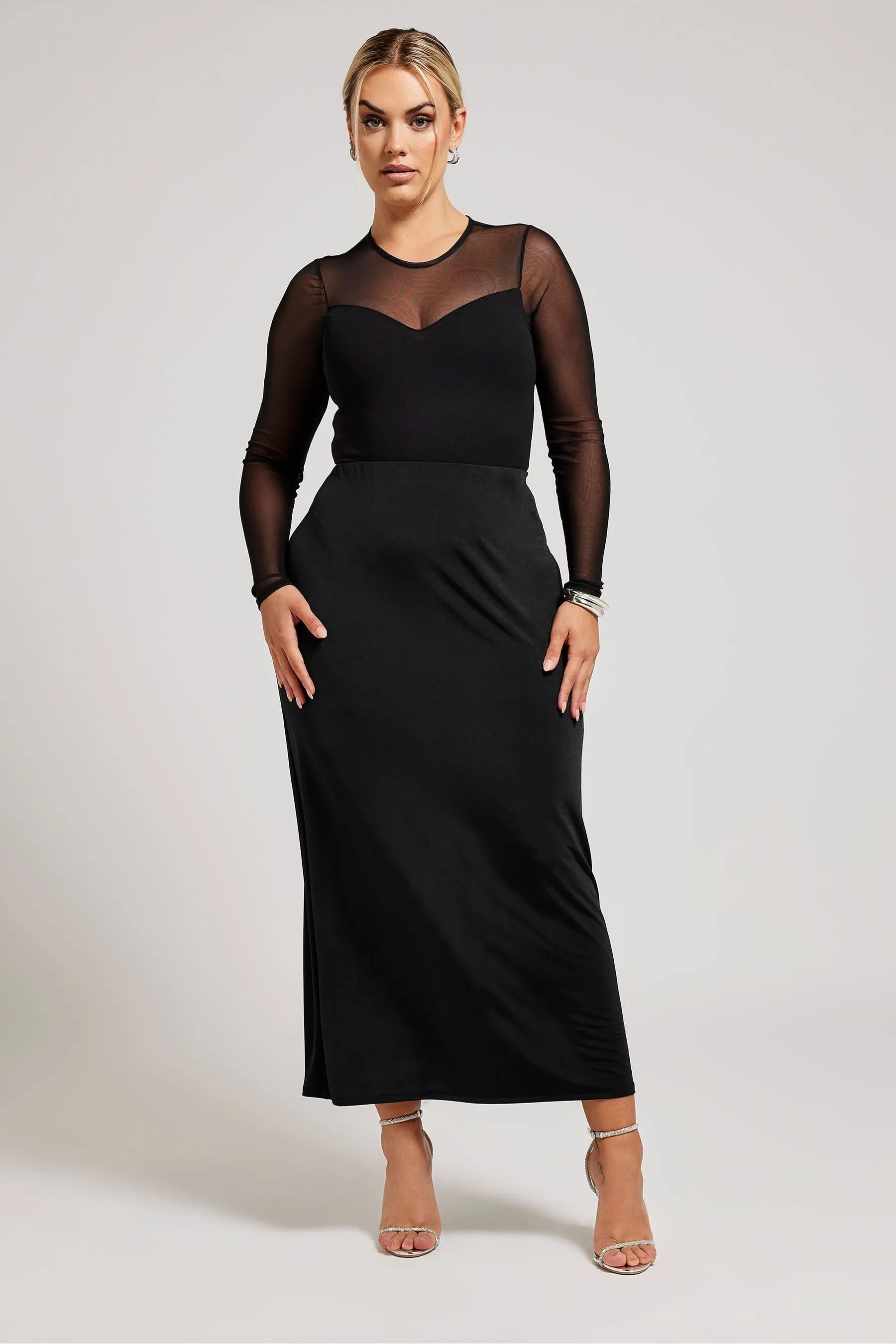 Yours Curve YOURS LONDON Curve - Maxi gonna sinuosa Verde bosco