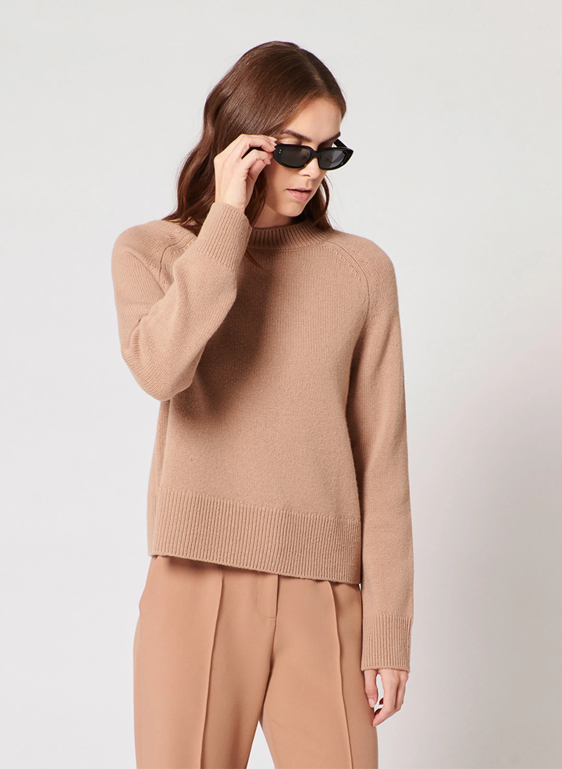  ZAPA   NEONA - Maglione dritto scollo tondo in cashmere | Beige